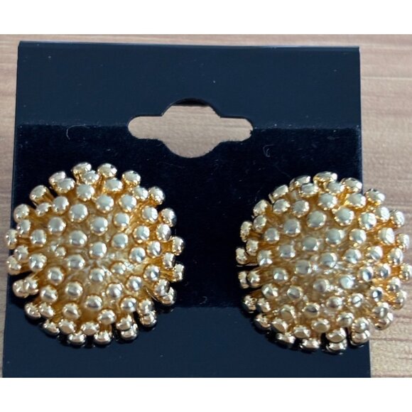 Gold-Toned Cluster Stud Earrings With Faux Pearl Detailing For Women - Picture 2 of 6